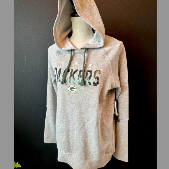 NFL, GREEN BAY PACKERS WOMEN'S GREY HOODED SWEATSHIRT, NWT, Medium - Picture 10 of 13